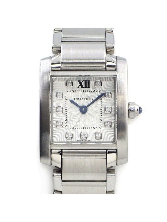Cartier Watch Tank Anne Gray 11 Points Diamond Index Rectangular Silver Pre Own Cartier Tank Anglaise With Box And Card main image 2